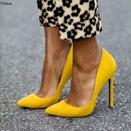 Rontic New Women Pumps Pumps STiletto High каблуки Обувь на высоких каблуках заостренные носки Женские Желтые вино Красная синяя вечеринка обувь женщин плюс размер США 4-15