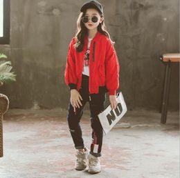 W234 Âge 6,14 ans Fille veste 2019 Printemps Nouveau produit Vêtements pour enfants Loisirs Mode Zipper Kids Coat Retail