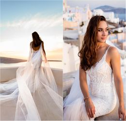 Ricca Sposa Mermaid Wedding Dresses With Wraps Sexy Illusion Spaghetti Beading Bridal Gowns Beach Backless Lace Appliques Wedding Dress