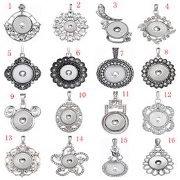 New 100 Style Snap Button Necklace Pendant For Women Fit DIY 18mm 20mm Snap Buttons Charm Wirh 50cm Chain Free Choose