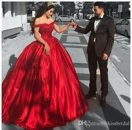New Red Off the Shoulder Prom Dresses Long Cheap Bead Lace Formal Evening Gowns Quinceanera Sweet 16 Dress Black Girls Cocktail Party Gown