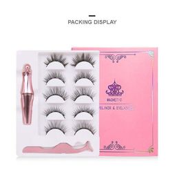 Natural Magnetic eyelashes set 5 pairs mix models non-glue thick fake lashes with magnet eyeliner + tweezer soft eyelashes extensions DHL