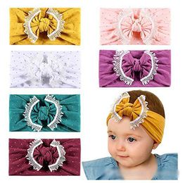 Newborn Baby Headbands Gold Stamping Elastic Headband Children Hair Accessories Kids Cute Hairbands for Girls Nylon Bow Headwear Headdress