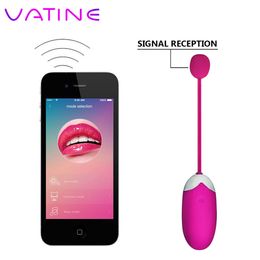 Vatine App Bluetooth Multispeed Vibrator Usb Rechargeable Wireless Remote Control Vibrator Vaginal Ball Y19060602