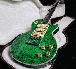 Rare Custom Shop Green Burst ace frehley Electric Guitar 5A Quilt Maple Green Color 3 Humbucks Pickups Chrome Hardware China guitars
