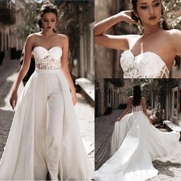 wedding dress with detachable train Appliques Sweetheart Sheath Vestido De Novia beach wedding bridal jumpsuits dresses Bridal Gowns