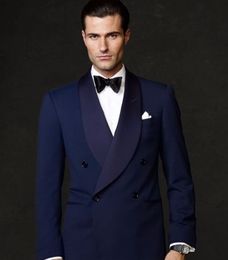 Cheap And Fine Double-Breasted Groomsmen Shawl Lapel Groom Tuxedos Men Suits Wedding/Prom Best Man Blazer ( Jacket+Pants+Tie) M95