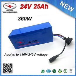 Rechargeable PVC cased 700W Electric Bike Battery 24V 25Ah built in 3.7V 2000mah 18650 cell 15A BMS + 2A Charger FREE SHIPPING