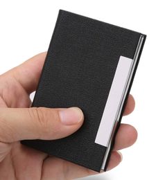 Business Card Holder Business Card Case PU Leather and Stainless Steel Metal Card Holder for Men and Women with Magnetic Shut