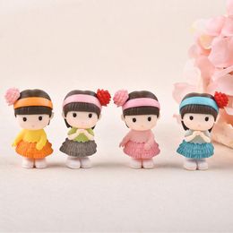 4PCS XBJ215 Pretty Pure Girl Miniature Figurine Bonsai Decorative Mini Fairy Garden People Statue Moss Ornaments Resin Craft