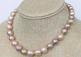 Fine pearls jewelry Gorgeous Pink Lavender Golden Purple Kasumi-like Winkled Pearl Necklace