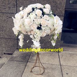 New design artificial floral stand metal table top Centrepiece without butterfly orchid decor584