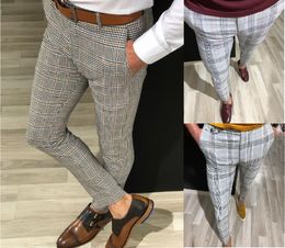 Men's Pants Mens Plaid Joggers Patchwork Sweatpants With 3 Colours Ankel-length Cotton Hip Hop Track Trousers