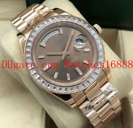 3 Style 41MM Day-Date II President 218238 18k Rose Gold Baguettes Diamond Bezel Mechanical Automatic Movement Mens Watch Men's Wrist Watches