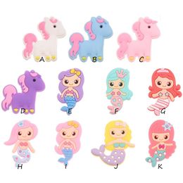 50pcs/Lot Cute Mermaid Rubber Cartoon Flatback Diy Hair Bow Accessories Shower Decoration Center Crafts