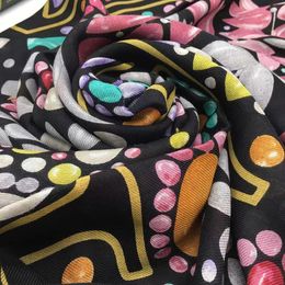 Wholesale-New brand design size 130cm -130cm 100% wool material black Colour square scarves pashmina for women