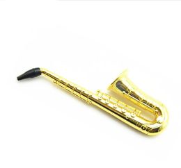 Creative Golden Large Saxophone Pipe Smoking and Carding Individual Metal Pipe