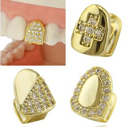 18K Real Gold Hip Hop Diamond Single gold vampire teeth - Punk Dental Mouth Fang Fake Grills for Cosplay, Halloween Costume, Party, Rapper Body Jewelry Wholesale