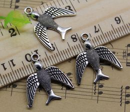 Wholesale 100pcs Swift Alloy Charms Pendant Retro Jewellery Making DIY Keychain Ancient Silver Pendant For Bracelet Earrings 21x20mm