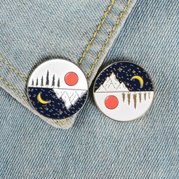 Day Night Sun moon Brooch pins Cute Enamel Lapel pin for women men Top dress cosage fashion Jewellery will and sandy