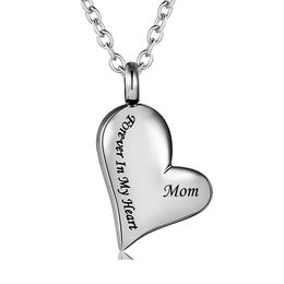 Dad Mom Pet Dog Forever in My Heart Heart Cremation Jewelry for Ashes Keepsake Memorial Urn Necklace