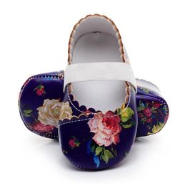 2019 New Hot sale pu leather floral soft sole baby girls princess moccasins mary jane dress shoes first walker shoes