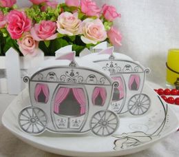 Free Shipping+Wholesale Cute Enchanted Carriage Favor Boxes wedding candy box sweet sugar box wedding party,1000pcs/lot