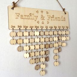 DIY Wooden Calendar Friends&Family Heart Printed Wall Calendar Sign Special Dates Reminder Board Home Hanging Decor Gift