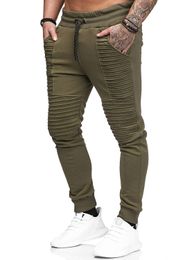 Mens Designer Draped Jogger Pants Fashion Solid Elastic Waist Hiphop Casual Pants