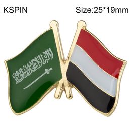 Saudi Arabia & Yeman friendship Flag Lapel Pin Flag Badge Lapel Pins Badges XY0486