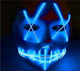 24pcs LED Light Mask Up Funny from The Purge Election Year Great for Festival Cosplay Halloween Costume New Year