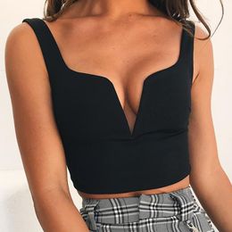 Women's sexy vest fashion shirt camisole cotton solid color V-neck sleeveless short navel vest homewear pajamas for women #30