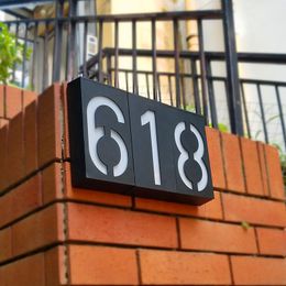 Solar Power 6LED Light Sign House Hotel Door Address Plaque Number Digits Plate Waterproof House Number Solar Light