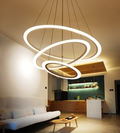 3 Rings Modern Led Pendant Light For Dining room Living room Kitchen Hanglamp White Acrylic LED Pendant Lamp AC110V 220V