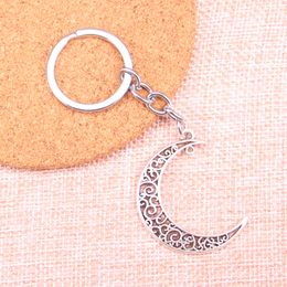 New Keychain 40*30mm hollow moon Pendants DIY Men Car Key Chain Ring Holder Keyring Souvenir Jewelry Gift