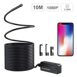 10M Cable Length Wireless Endoscope HD 5.5mm Waterproof WIFI Snake Camera Video Inspection Borescope for all System Above Android and iOS Cam PQ104