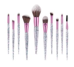 Professional 10pcs makeup brushes set crystal glitter handle make-up tools & accessories for eyeshadow eyebrow blush DHL Free