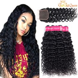 Brazilian Water Wave With Closure Hair Bundles With 4x4 Closure 3 Bundles Brazilian Virgin Hair With Closure Unprocessed Human Hair Weaves