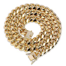 12mm Cuban Link Chain For Mens Necklace Gold Color Hip Hop Jewlery Smooth Chains
