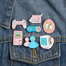 Lapel Pins Cartoon Game Pins Classic Handle Machine Enamel Brooches Badges Bag Clothes Cute Jewelry Gifts For Friends