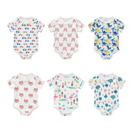 New Summer Baby Cartoon Rompers Dinosaur Fox Cartoon Print Jumpsuits Newborn Cotton Romper Boutique Kids Clothing M1881