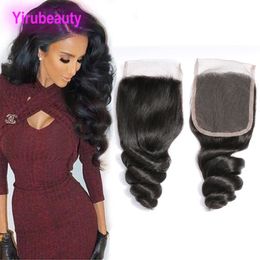 Brazilian Virgin Hair 4X4 Lace Closure Loose Wave Middle Free Three Part 10-24inch Human Hair Lace Closures With Baby Hairs