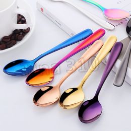 Creative coffee spoon 304 stainless steel spoons plated small tea spoon Colour mixing spoons children's spoons T2I5270