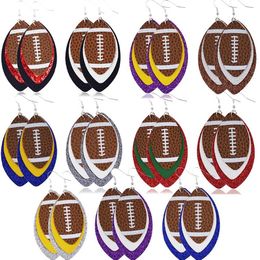 Bling Faux Leather Dangle Earrings Multi-Layer Football Earrings for Women Lightweight Novelty Ear Ornament for Daily Wear Party