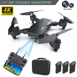 S60 4K HD WIFI FPV Foldable Drone Toy, Take Photo by Gesture, Trajectory Flight, Beauty Filter, Altitude Hold, Auto-follw Quadcopter, 3-1