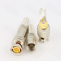 100pcs/lot 75 Gold Plated Monitering American Video Wired Socket Welding BNC Q9 Connector (Copper Needle)