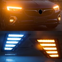 1 Pair LED Daytime Running Light For Opel Insignia GS 2017 2018 Flowing Turn Yellow Signal Function 12V Car DRL Lamp