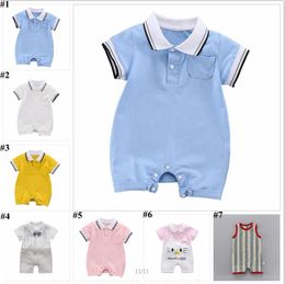 Baby Rompers Designer Clothes Boys Striped Short Sleeve Jumpsuits Girls Summer Cotton Bodysuit Oneises Playsuits Newborn Climb Clothes C7441