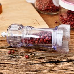 plastic Pepper Salt Grinder hand movement Mill Spice Grinder Kitchen Tools Pepper Shaker Salt Grinder KKA7552