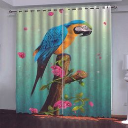 Luxury Blackout 3D Curtains For Living room Bedding room Office green curtains birds curtain 3d curtains
